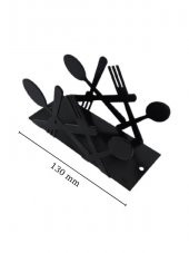 Dekoratif Metal Siyah Peçetelik Kaşık Çatal Bıçak Desenli Peçetelik - 2