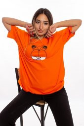 NO 601  TURUNCU BASKILI UNİSEX OVERSİZE TSHİRT - 3
