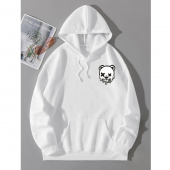 NO 601  BEYAZ KAPŞONLU baskılı oversize unisex sweatshirt - 2