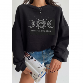 NO 601  SİYAH BİSİKLET YAKA MİSTİK OVERSİZE KADIN SWEATSHİRT - 2