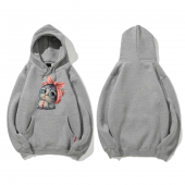 NO 601  GRİ KAPŞONLU KEDİ BASKILI KADIN SWEAT - 2