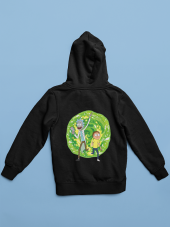 NO 601  Unisex Siyah Rick and Morty Baskılı Sweatshirt Hoodie - 1