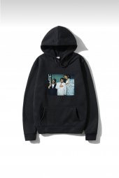 NO 601   Unisex Siyah Müslüm&Snoop Dogg Kapüşonlu Sweatshirt - 1
