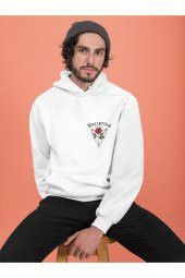 NO 601  Beyaz Unexpected Rose Sweatshirt Hoodie - 2