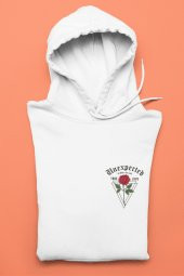 NO 601  Beyaz Unexpected Rose Sweatshirt Hoodie - 3