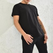 NO 601  Basic Slim Fit Oval Kesim Cepsiz Bisiklet Yaka T-shirt - 1