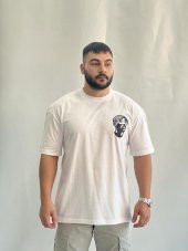 NO 601  BEYAZ TSHİRT  OVERSİZE UNİSEX  GENİŞ KALIP BASKILI  THSİRT - 1