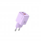 Usams US-CC189P 30W QC+PD (Type-C+USB) Mini Hızlı Şarj Başlığı-Mor - 1