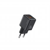 Usams US-CC189B 30W QC+PD (Type-C+USB) Mini Hızlı Şarj Başlığı-Siyah - 1