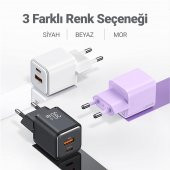 Usams US-CC189B 30W QC+PD (Type-C+USB) Mini Hızlı Şarj Başlığı-Siyah - 3