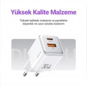 Usams US-CC189B 30W QC+PD (Type-C+USB) Mini Hızlı Şarj Başlığı-Siyah - 4