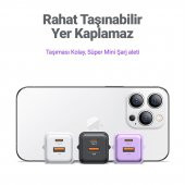 Usams US-CC189B 30W QC+PD (Type-C+USB) Mini Hızlı Şarj Başlığı-Siyah - 6