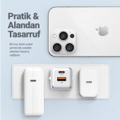 Usams US-CC189B 30W QC+PD (Type-C+USB) Mini Hızlı Şarj Başlığı-Siyah - 8