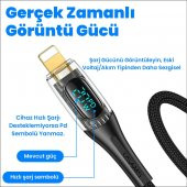 Usams US-SJ588 Dijital Göstergeli 1.2m PD 20W Type-C to Lightning iPhone Hızlı Şarj ve Data Kablosu - 2