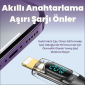 Usams US-SJ588 Dijital Göstergeli 1.2m PD 20W Type-C to Lightning iPhone Hızlı Şarj ve Data Kablosu - 5