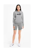 Puma ESS Logo Hoodie Kadın Sweatshirt Gri XS-XL - 3