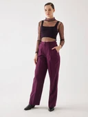 Süet Bordo Bol Paça Pantolon thumbnail 1