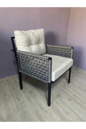 adımshops Tekli Raddan desenli Berjer ip örme Bahçe,balkon,teras,cafe,çay Seti,oturma Grubu - 1
