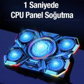 Coofbe Profesyonel Laptop Soğutucu 2 USB Giriş RGB Işıklı Göstergeli 5 Fanlı 7 Farklı Yükseklik Ayarlı - 9