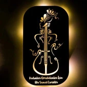 Veraart Işıklı Kişiselleştirilebilir Müzik Temalı Tablo Kadın Figürlü Dekoratif Gece Lambası 60 cm - 1