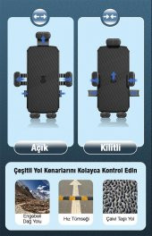 Coofbe 360 Dönen Sarsıntı Önleyici Gidon Motosiklet Tutucu Bisiklet Tutucu Scooter Tutucu Yatay Dikey - 4