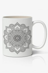 Yaşam Çiçeği Mandala Baskılı Kupa Bardak Baskılı Kahve Kupa Bardak-1 - 1