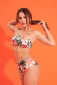 Renkli Tropikal Desen Tek Omuz Askılı Tek Üst Bikini - 2