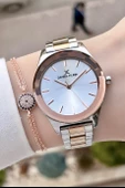 Daniel Klein DKISTE104 Rose Gümüş Renk Kesme Camlı Kadın Kol Saati Ve Bileklik thumbnail 4