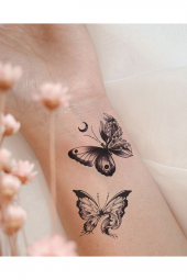 Siyah Renkli Kelebek Dövmesi 2li Minimal Tattoo - 1