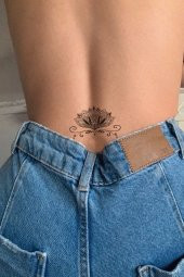 Hint Motifli Lotus Çiçeği Kalça Bel Geçici Dövme Tattoo - 1