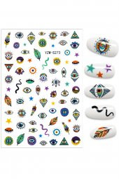 Renkli Gözler ve Yılan Tırnak Sticker Nail Art thumbnail 1