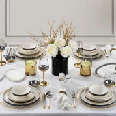 Schafer Adel Line Yemek Takımı 56 Parça-Gold - 1
