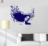 Dekorasyon Duvar Sticker Güzellik Salonu Kadın Saç Kelebek Kız Odası Çıkartmaları Benzersiz Hediyelik - 1