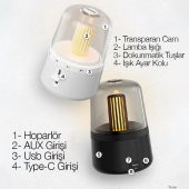 Coofbe 2İN1 Masaüstü Bluetooth Hoparlör Ve Ayarlanabilir Gece Lambası Dokunmatik Kamp Lambası Hoparlör - 11