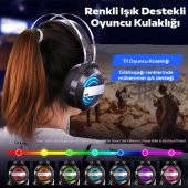 Coofbe Profesyonel Oyuncu Kulaklığı  3.5mm Jack RGB Işıklı Mikrofonlu 7.1 Stereo Katlanabilir Oyuncu Kulaklık - 4