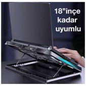 Polham Ultra Sessiz 6 Fanlı Laptop Soğutucu Stand, Led Işıklı Gaming Laptop Soğutucu 6 Kademeli - 5