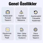 Coofbe Alüminyum Kaydırmaz Padli Katlanabilir Yükseklik Ayarlı Laptop Notebook Standı - 2