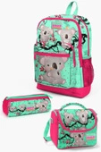 Coral High Kids Su Yeşili Neon Mercan Koala Desenli 3'lü İlkokul Çanta Seti - Kız Çocuk - 1