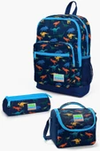 Coral High Kids Lacivert Mavi Dinazor Desenli 3'lü Okul Çanta Seti thumbnail 1