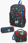 Coral High Kids Koyu Gri Kırmızı Uzay Desenli 3'lü Okul Çanta Seti thumbnail 1
