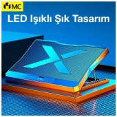 Coofbe Led Işıklı Ultra Sessiz 6 Adet Soğutma Fanlı Laptop Soğutucu Yükseklik Ayarlı Laptop Standı thumbnail 3