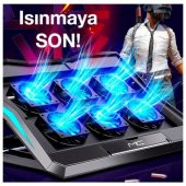 Coofbe Led Işıklı Ultra Sessiz 6 Adet Soğutma Fanlı Laptop Soğutucu Yükseklik Ayarlı Laptop Standı thumbnail 4