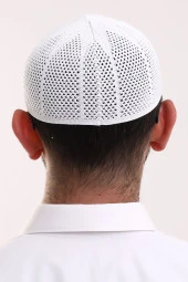 Makine Örme Likralı Dantel Namaz Takkesi - 6