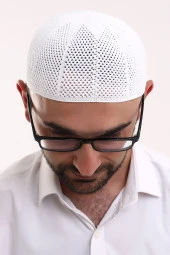 Makine Örme Likralı Dantel Namaz Takkesi - 7
