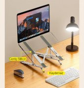 Coofbe Metal Katlanabilir Taşınabilir 6 Kademe Yükseklik Ayarlı Laptop Standı Ayarlanabilir Tabanlı - 7