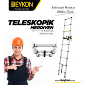 beykon 10 Basamaklı Teleskopik Uzayan Merdiven 2,9 Metre tls1029 - 3