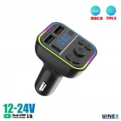 Winex G39 Fm Handsfree Bluetooth Modülatör MP3 Player Type-C Çıkışlı Araç Şarj Aleti - 4