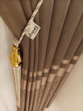 NİVEMESHOME BLANCHE KAHVE 1/3 SIK PİLE FON PERDE APM - 5