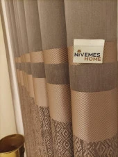 NİVEMESHOME BLANCHE KAHVE 1/3 SIK PİLE FON PERDE APM - 7