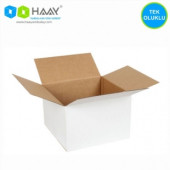 HAAY AMBALAJ 30x30x20cm Tek Oluklu Koli Beyaz (10 Adet) - 2